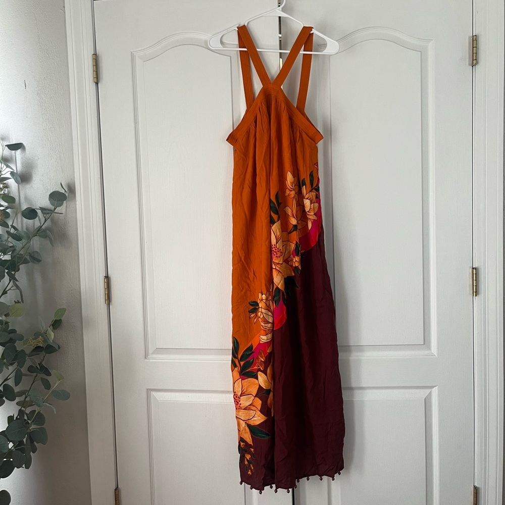 Farm Rio Floral Maxi Dress with Cross Straps